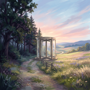 Revolving door in a bright setting